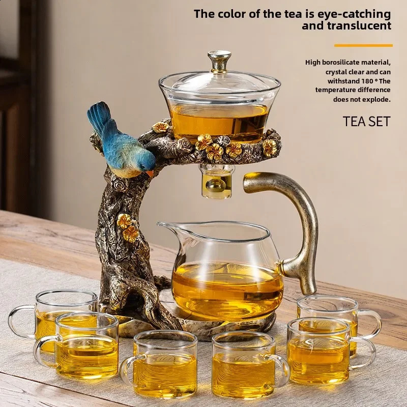 Glass Tea Set Home Kung Fu Tea Cup Magnetic Suction Teapot Artifact 250305