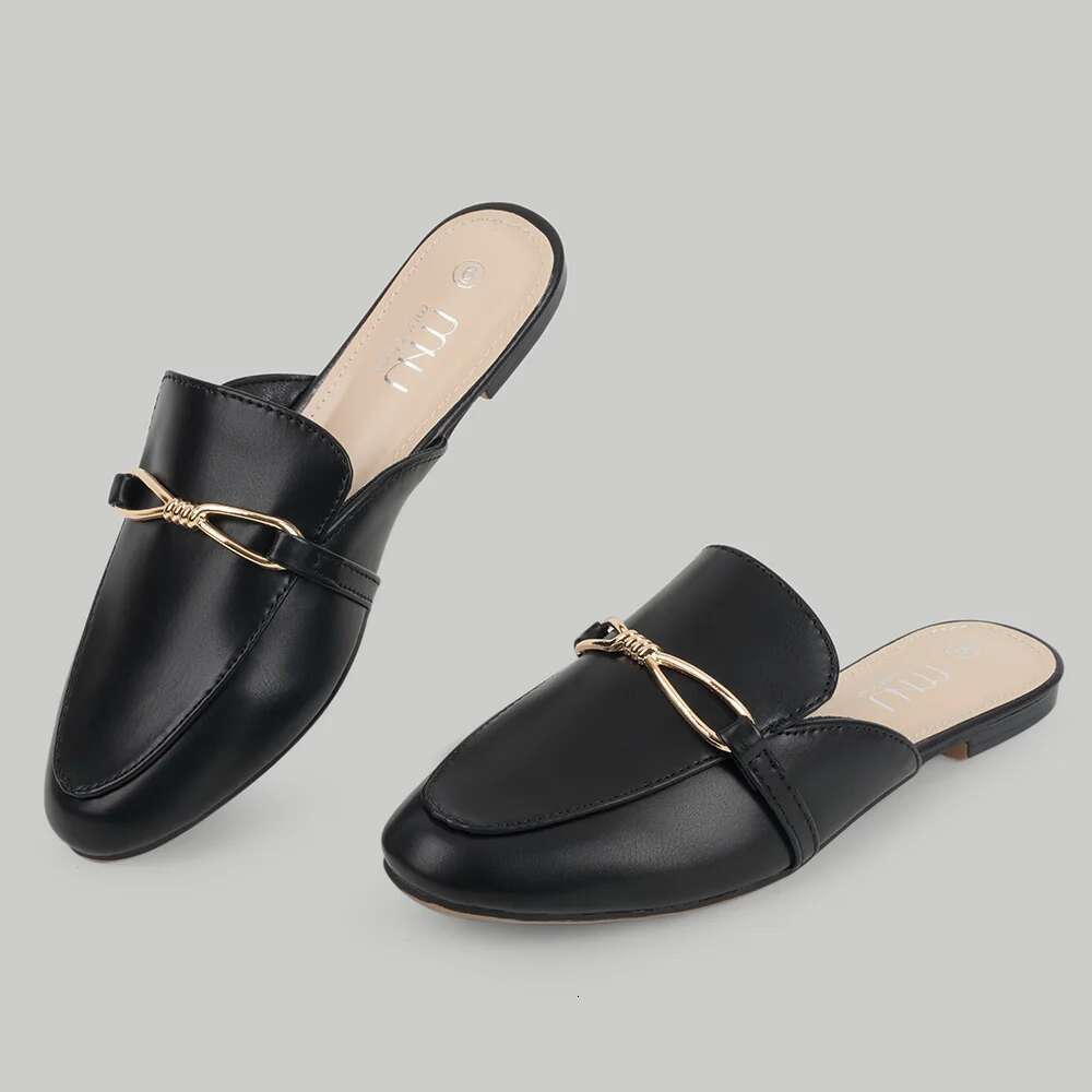 Mules Comfortable Pointed Toe for Women Slip-on Slides Backless Flat with Buckle Autumn Spring Summer Loafer