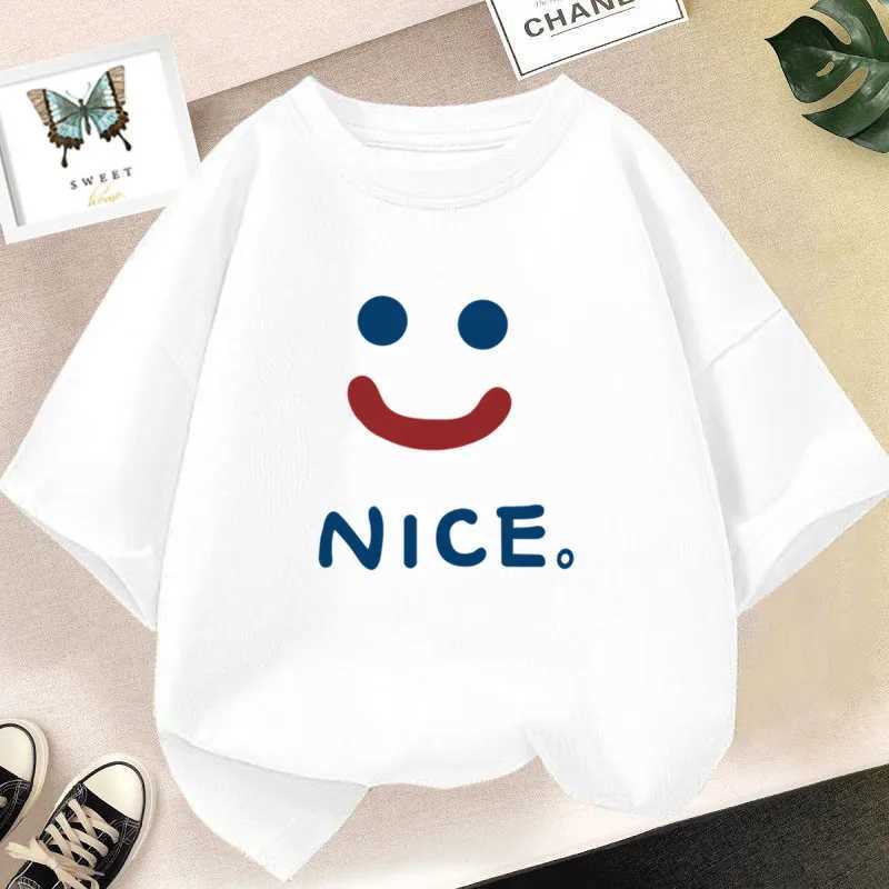 Happy Smile Design Girls Tshirt Kids Street Breathable Tops Personality Cotton Clothing Summer Cool Sports T-ShirtsT250306