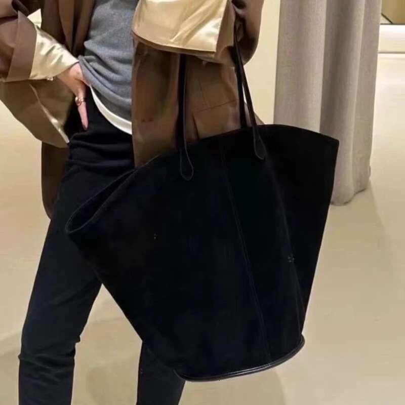 Oversized Capacity Faux Suede Tote Bags For Women Designer Handbags Purses 2025 New In Vintage Shell Type Bucket Shoulder