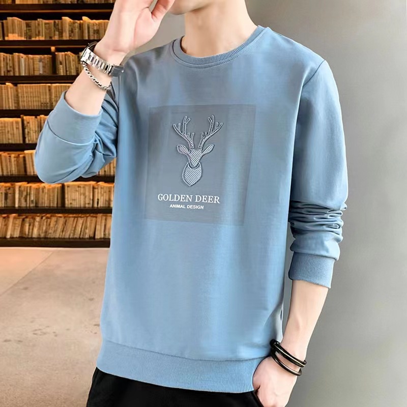 M5312 Sweatshirt men's new spring and autumn men's long-sleeved T-shirt trendy youth printed tops