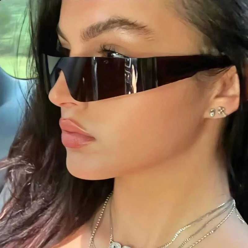 Future One Piece Y2K Rimless Sunglasses Women Retro Sun Glasses Mirror Punk Eyewear Vintage Steampunk Party EyeglassesXJ250306
