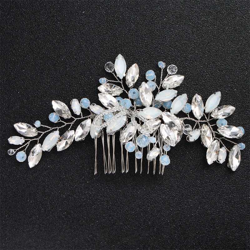 llo Newest Blue Opal Crystal Bridal Hair Cbs Clips Wedding Hair Accessories Jewelry Fashion piece X250306