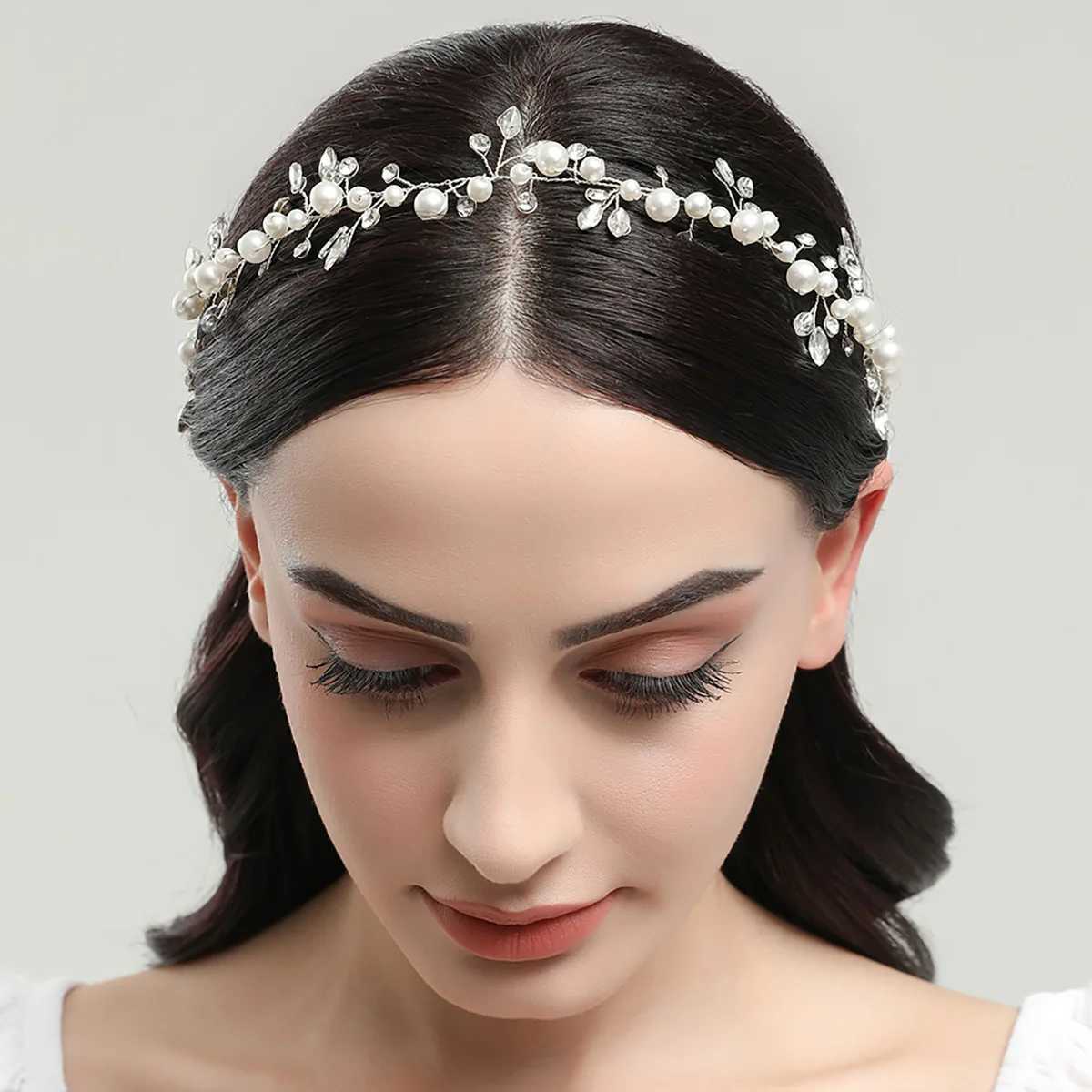 Luxury Wen Hairband Sliver Pearl Hair Dress Bridal Hair Dress For Wedding jewelry wear Bridal Hair Accessories X250306