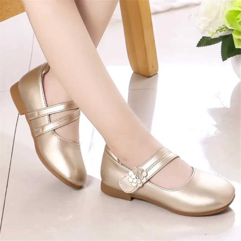 Girls Shoes Princess Floral Big Girl Shoes Kids Shoes For Girls Soft PU Leather With Flowers Sweet Cute Children Flats Mary JaneT250306