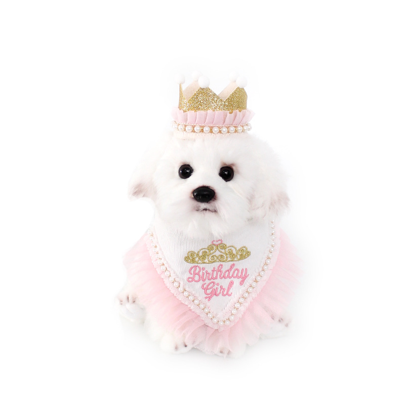 Dog Birthday Crown Hat and Bandanas Set Princess Style Pet Dogs Birthday Party Supplies Hot