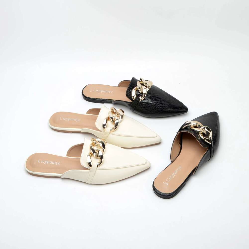 Fashinable chain casual office lady comfortable muller slippers sandals