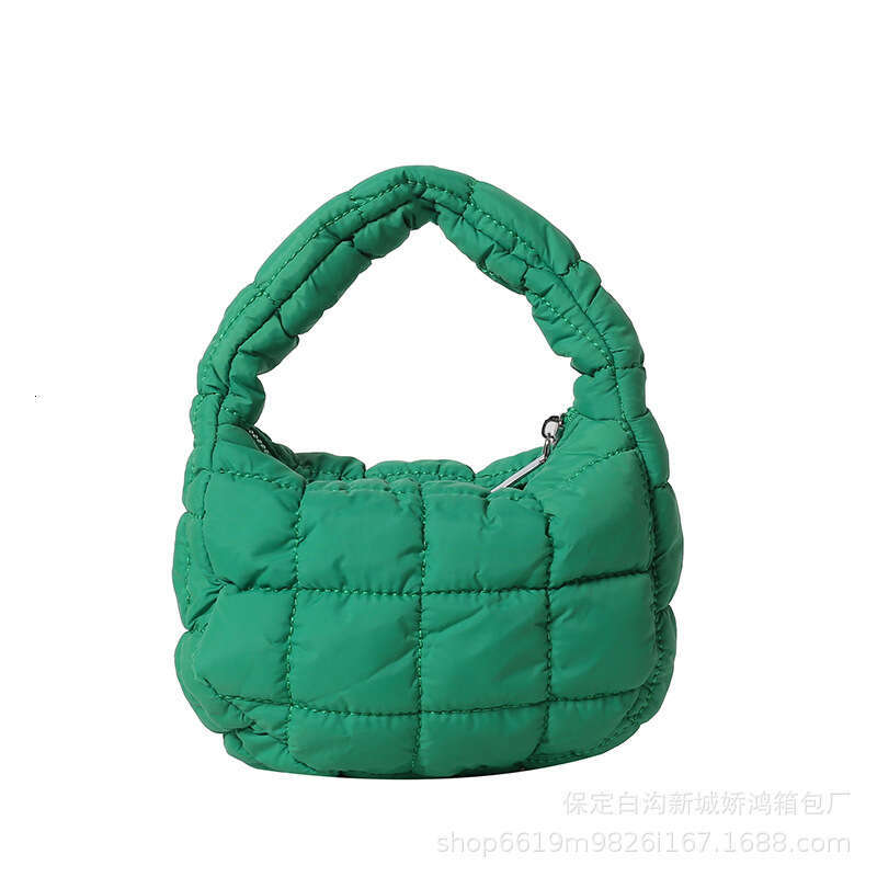 Korean Pleated Grid Cloud Armpit Bag New Down And Cotton Jacket Stylish Mini Handbag