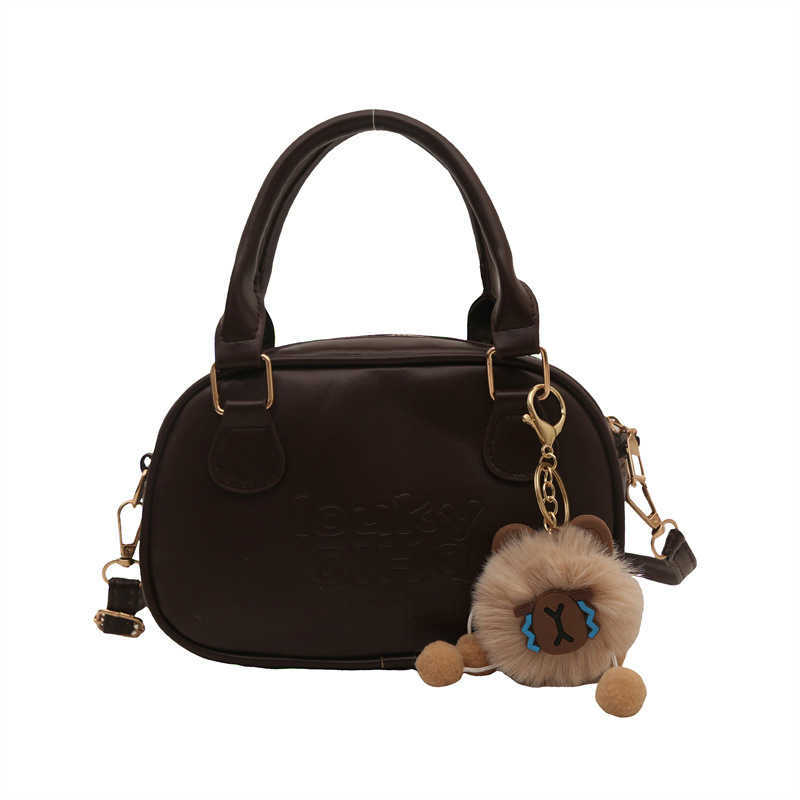 Niche bowling bag for women 2024 new autumn and winter single shoulder crossbody bag high-end texture coffee colored handbag Y250306