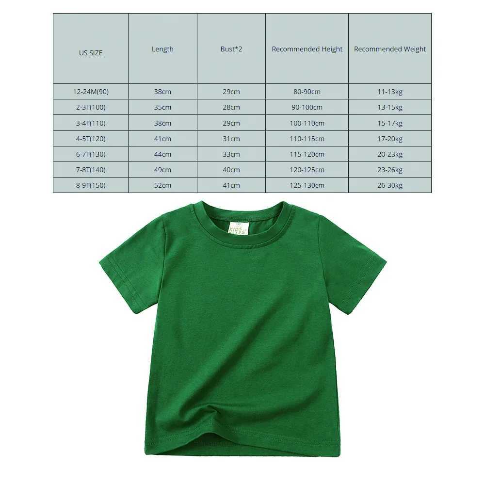 2025 Summer Kids Boys Girls T-shirt Solid Cotton Breathable Teenager Short Children Casual Shirt For 12M-9T Baby Korean Top T250603