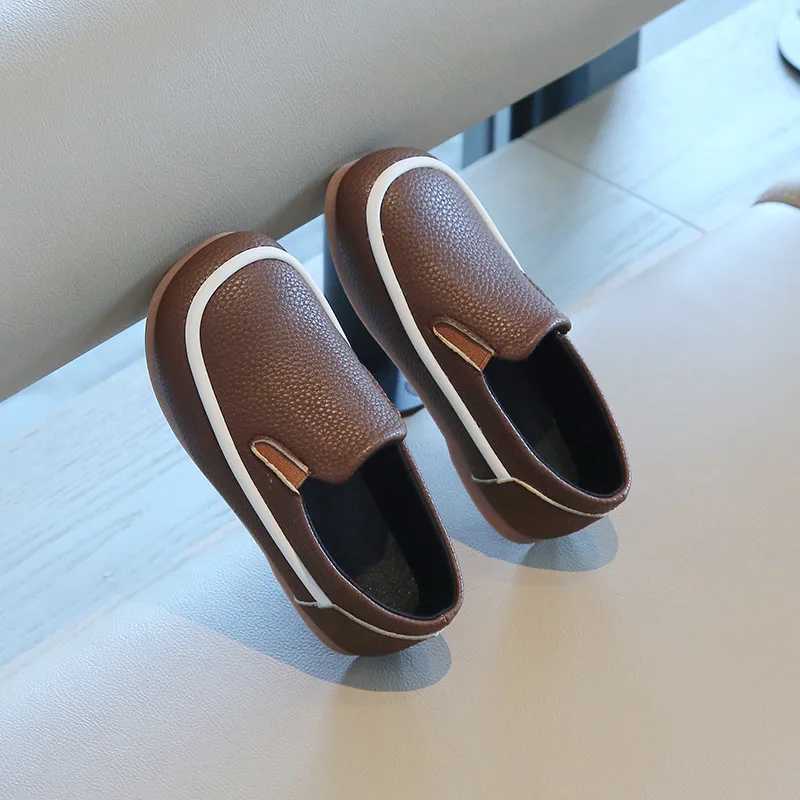 Spring Autumn Kids Shoes Boys Loafers Soft PU Leather Children Slip-on Casual Shoes For Boy Brown White BlackT250306