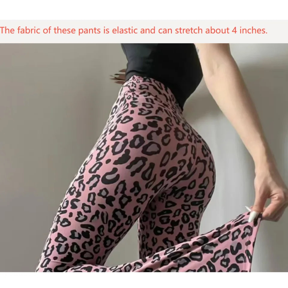 Elastic High Waist Womens Leopard Flare Pant Sexy Slim Leggings Yoga Ladys Trousers Wide Leg Sportswear Boot Cut Pants 250306