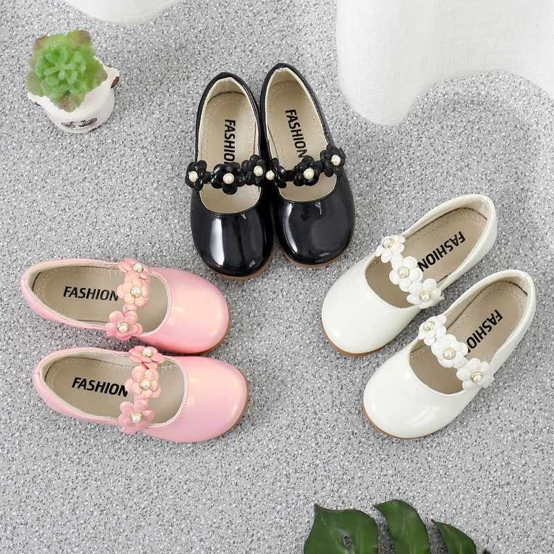 Baby Moccasins Kids Dress Shoes for Party Autumn Girls Leather Flats with Flowers Princess Sweet Children Shoes for School 26-36T250306
