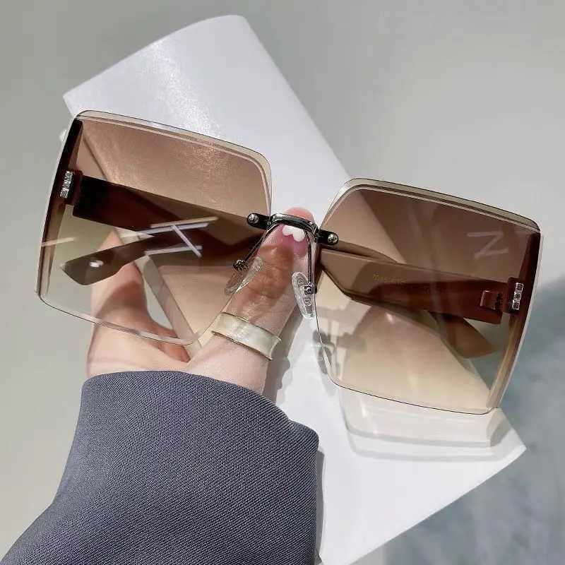 Vintage Square Sunglasses Woman Classic Retro Gradient Mirror Frameless Sun Glasses Female Fashion Rimless SunglassesXJ250306