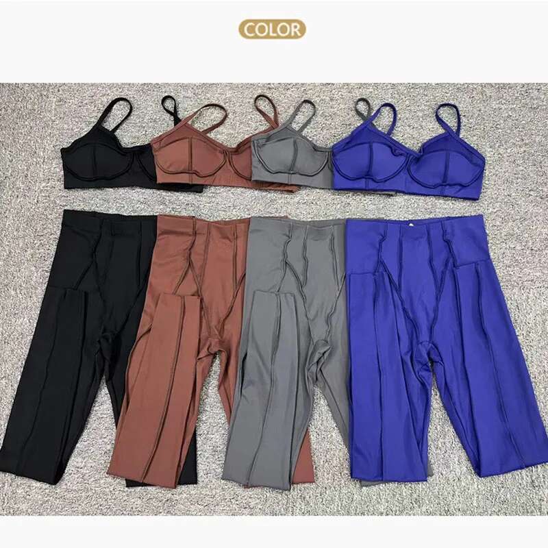 New Yoga Set Women Tracksuit Workout Athletic Suit Gym Push Up Legging Fiess Bra Sports Active Wear KLMY
