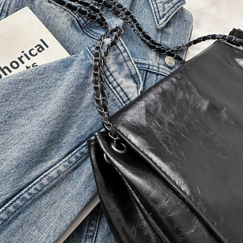 Korean style handbag for women 2023 new versatile armpit bag premium texture oil leather chain crossbody bag tote bag Y250306