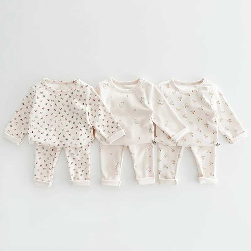 Kids Work Set Pure Cotton Cartoon Floral Boys Sleepwear Girls Loungewear Suit Children Sleep Set 1-6Y M250306
