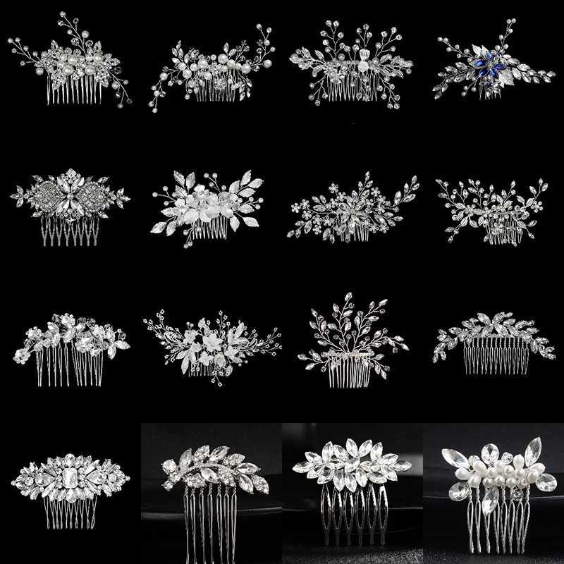 New Silver Alloy Hair Cb Handmade Pearls Rhinestones Fashion Metal piece Elegant Hair AccESSory For Wen X250306