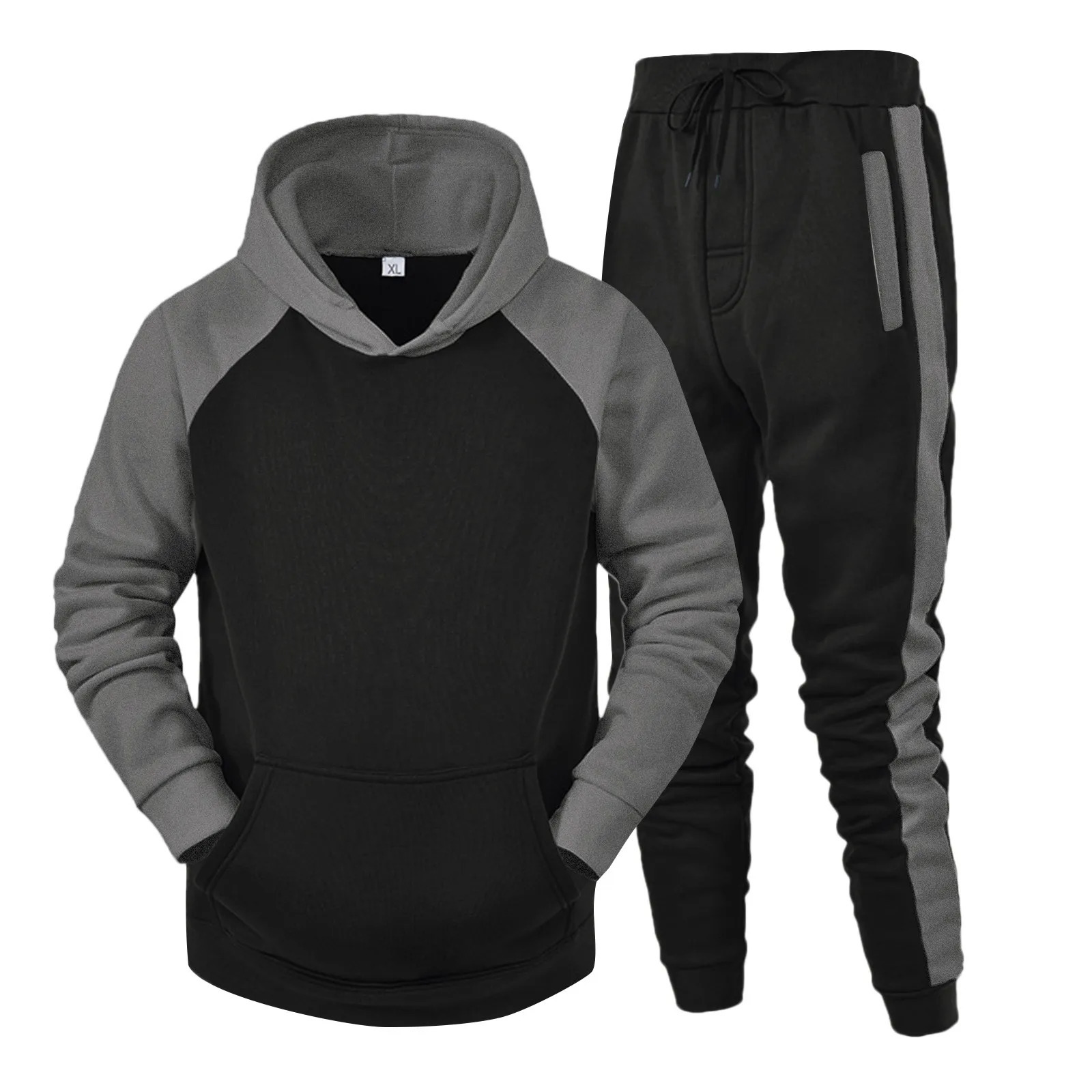 Hoodies 2 Piece Set Men y2k Streetwear Sport Casual Trouser Suits Long Sleeve Hooded SweatshirtsJogger Running Sweatpants 250306