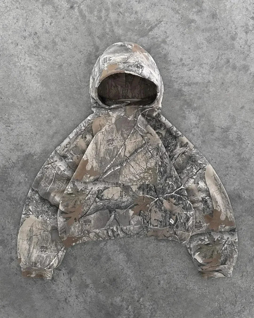 Y2K camouflage 2piece set European and American Harajuku zipper hooded sweatshirt pullout oversized sports pants casual wide leg streetwear 250306