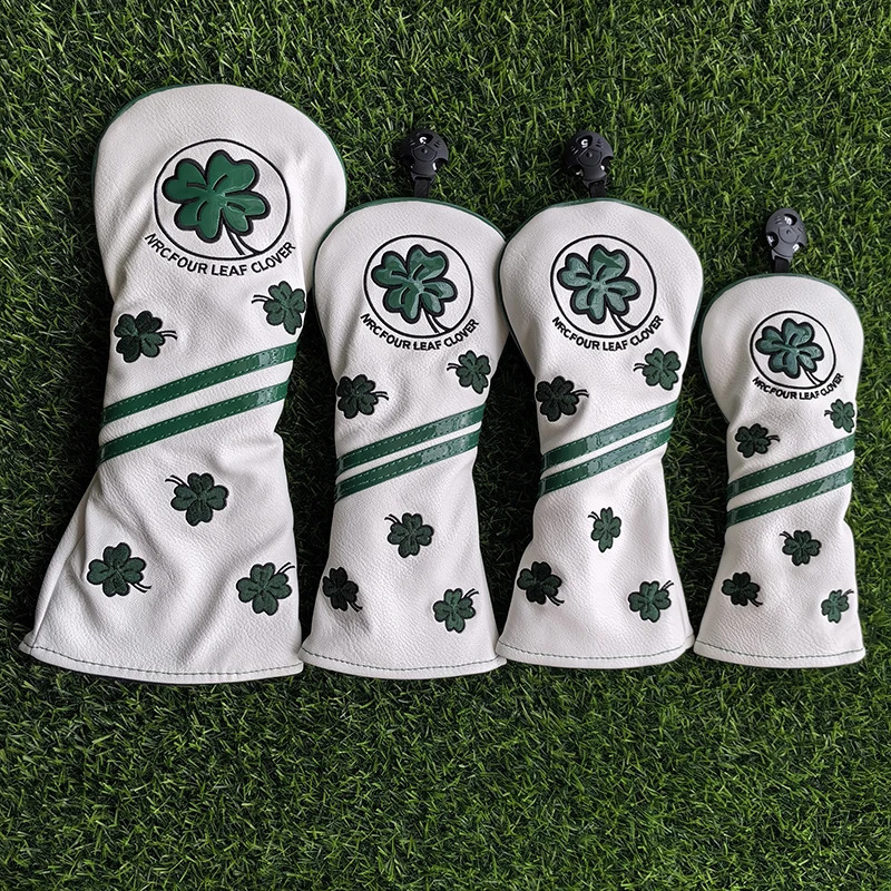 cover Golf Club Wood Headcovers Driver Fairway Woods Hybrid Cover Golf Club Head Protective Sleeve Four-leaved Clover 250305