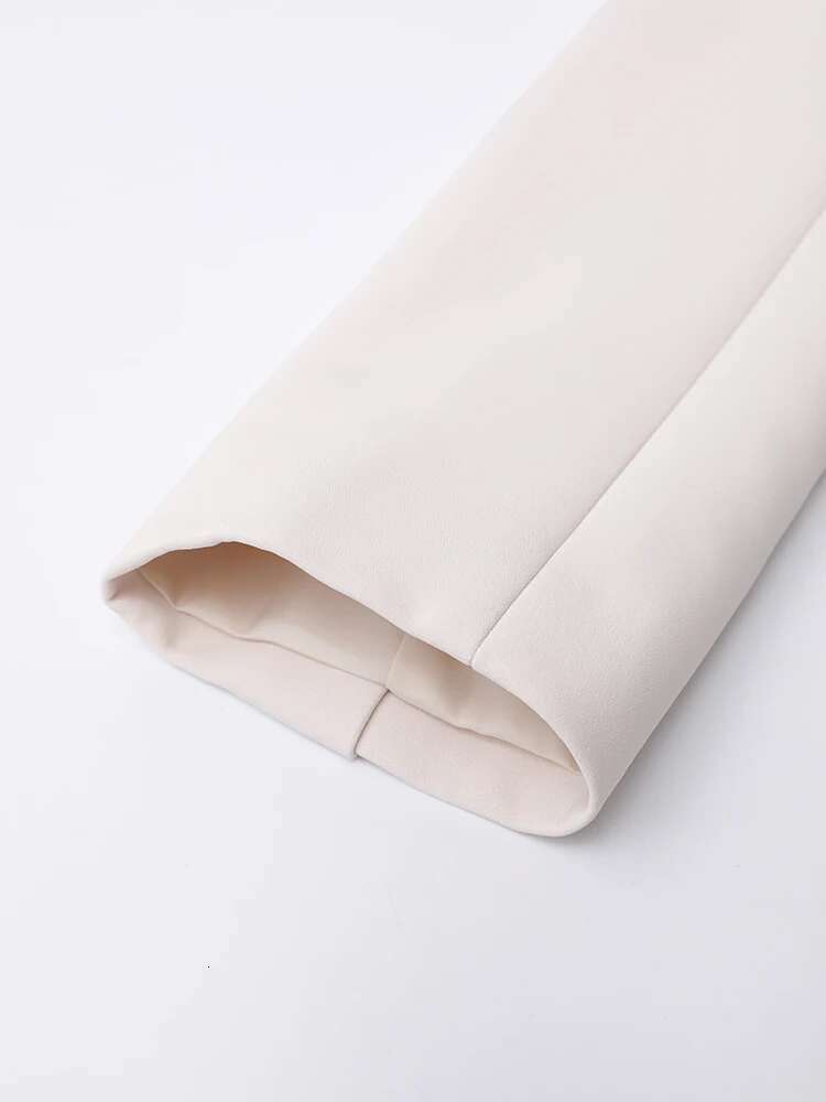 EAM Beige Irregular Big Size Elegant Blazer Women New Lapel Long Sleeve Jacket Fashion Tide Spring Autumn 2025 Cpdb040