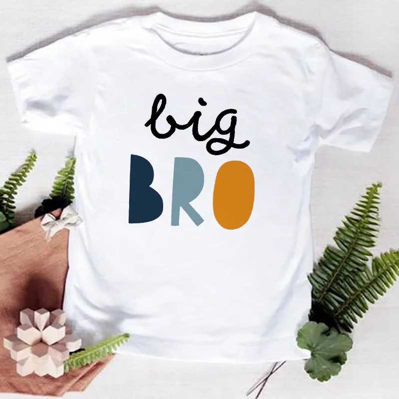 Big Bro Lil Sis Printed Round Neck T-shirt for Baby Kids Brother and Sister Matching T-shirts in Summer Big Sis Lil Bro SeriesT250306