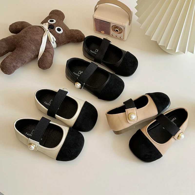 Girls Mary Janes Shoes Fashion Kids Moccasin Shoes Color Matching Children Pearls Princess Shoes Spring Autumn Fashion 2024T250306