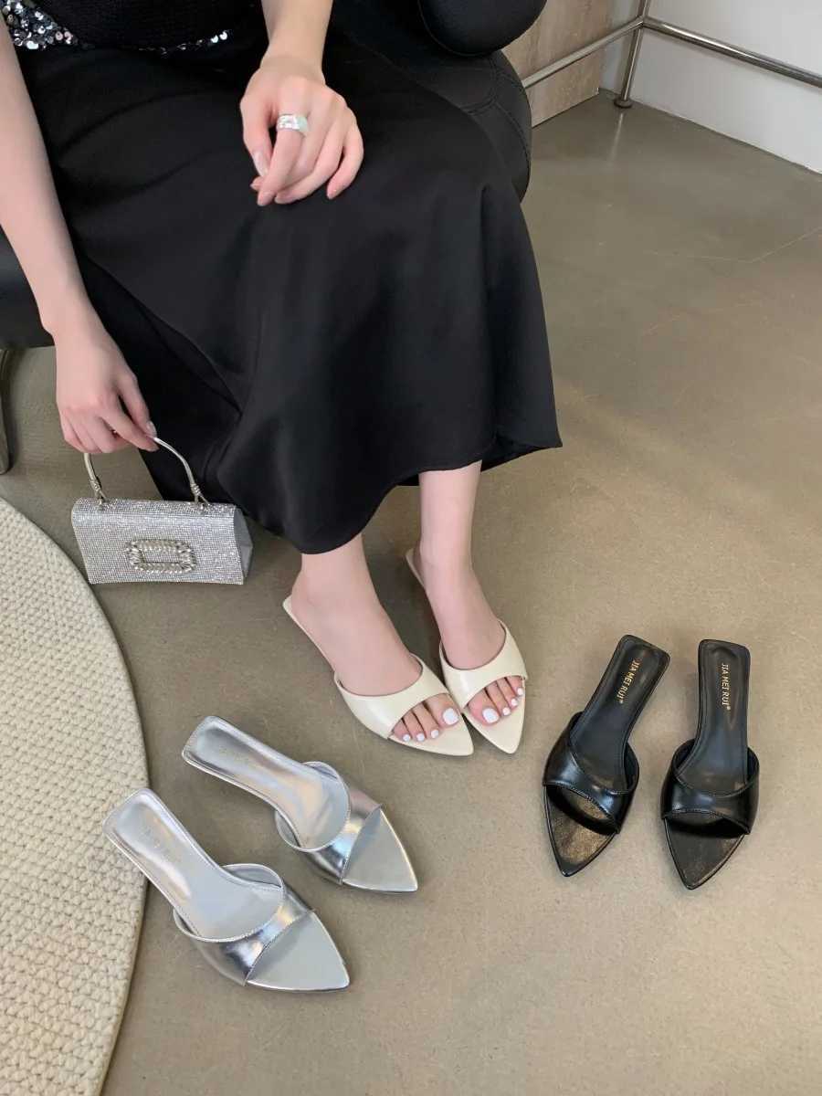 Womens slippers with thin toes high heels shallow rubber flip cover high in summer 2025 Y250306