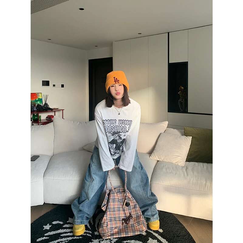 Y2k Vintage High Waist Haruku Loose Jeans Pants Korean Fashion Women's Grunge Wide Leg Oversized Denim Trouser Female Clothes