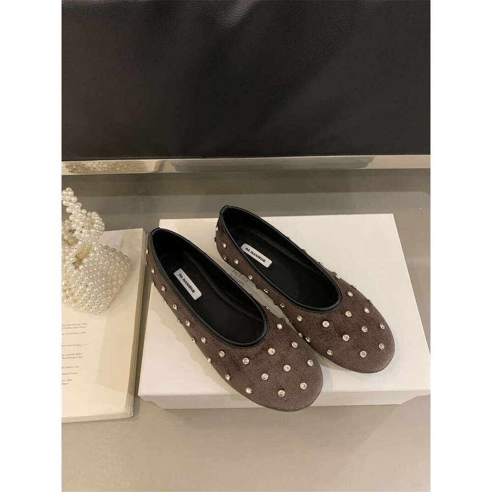 2024 Autumn/Winter New Shallow Versatile Ballet Fashion Water Diamond Mary Jane Single Shoes for Women