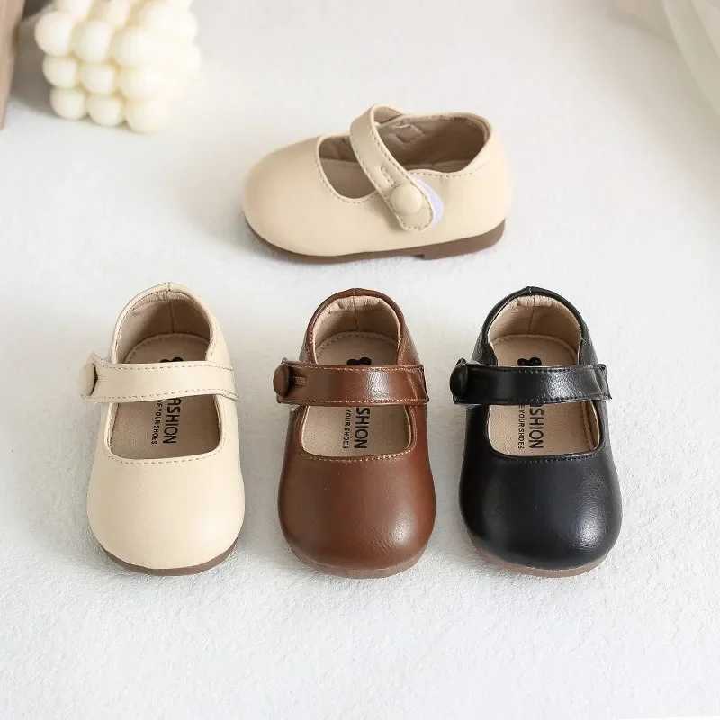 Unishuni Toddler Shoes Girl Mary Jane Flats for Baby Children Soft Non-Slip Rubber Sole Casual Shoes Princess Leather Dress ShoeT250306