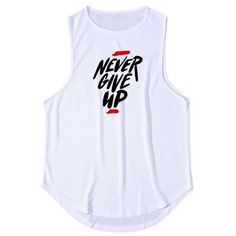 NEVER GIVE UP Summer Quick Dry Fitness Mens Tank Tops Gym Clothing Fashion Loose Basketball Vest Run Sports Sleeveless T-ShirtsT250318