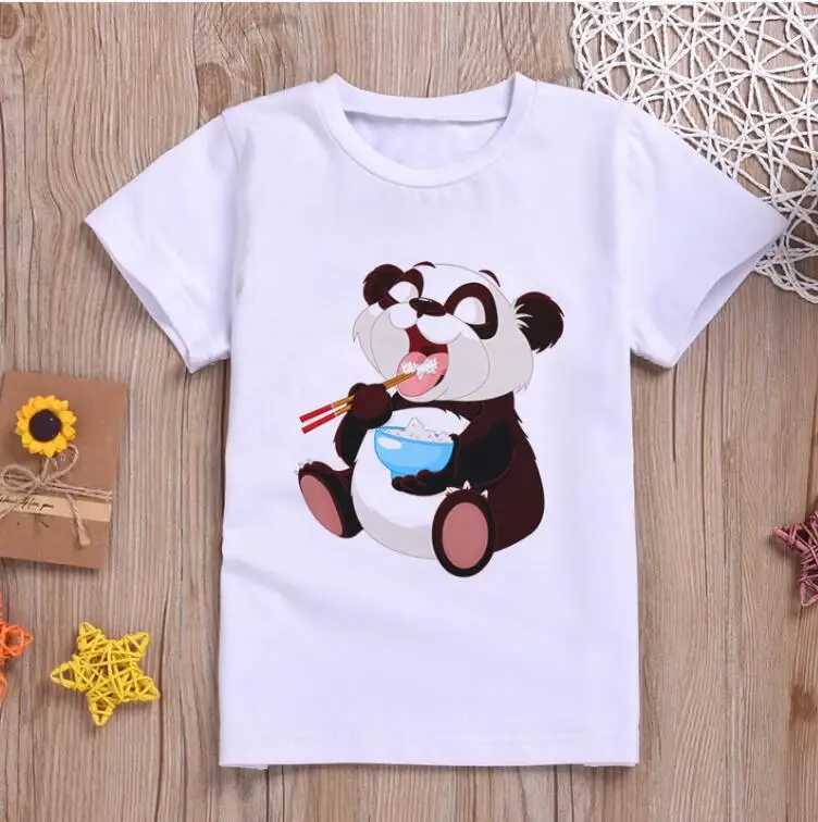 Children Clothing Cartoon T Shirt For Kids Summer Top Tees Boys Girls Novelty Panda Sweet Tshirt O-neck UnisexT250306
