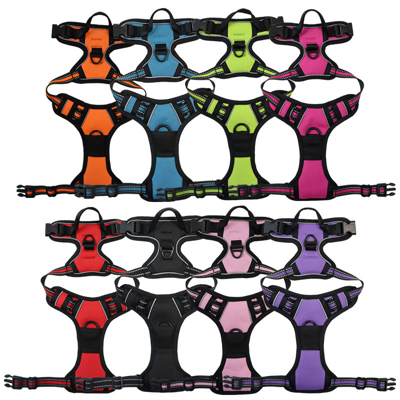 Dog Harness Medium Sized, No Pull Pet Harness with 3 Buckles, Adjustable Soft Padded Pooch Vest with Instant Control Handle, Reflective Pet Vest for M