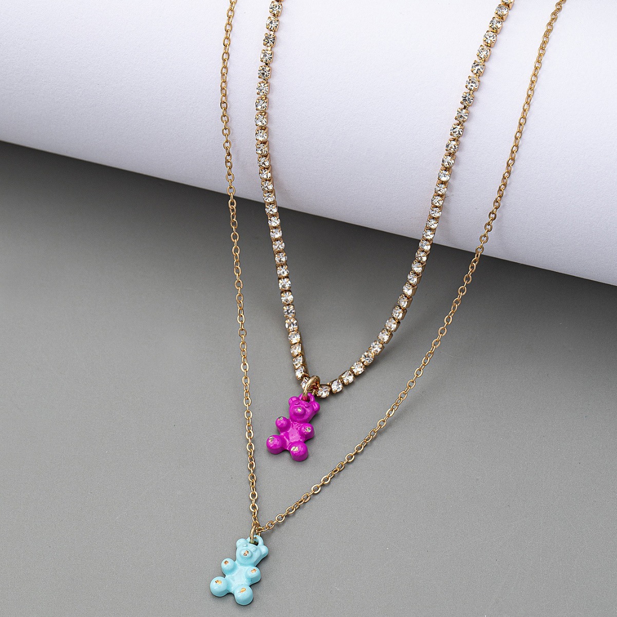Ins Gummy Bear Pendant Multi-layer Necklace Women's Metal Personality Collarbone Chain Jewelry