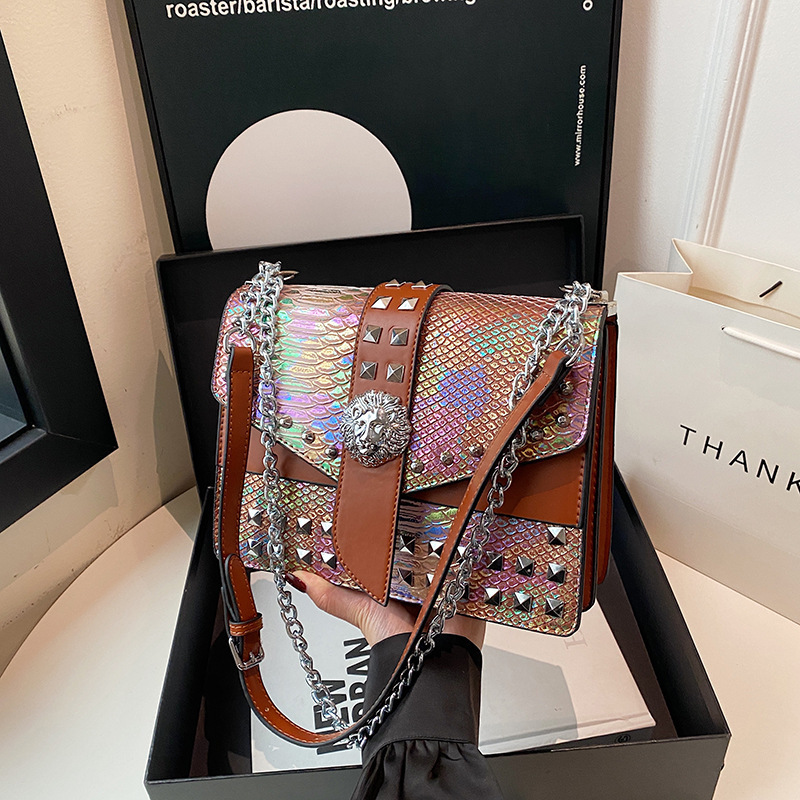2025 Autumn New Universal Women's Shoulder Lid Style Small Square PU Stitching 2024 Winter Bag