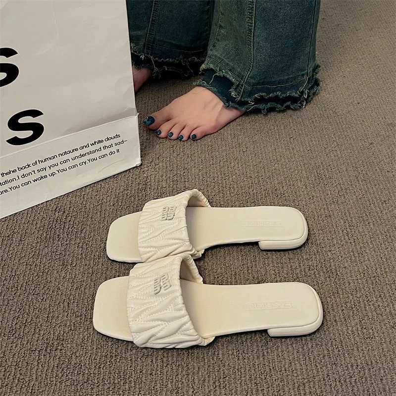 Luxury wens slippers 2024 summer open-toed beach shoes outdoor leisure and flat slippers beach flip flops Y250306