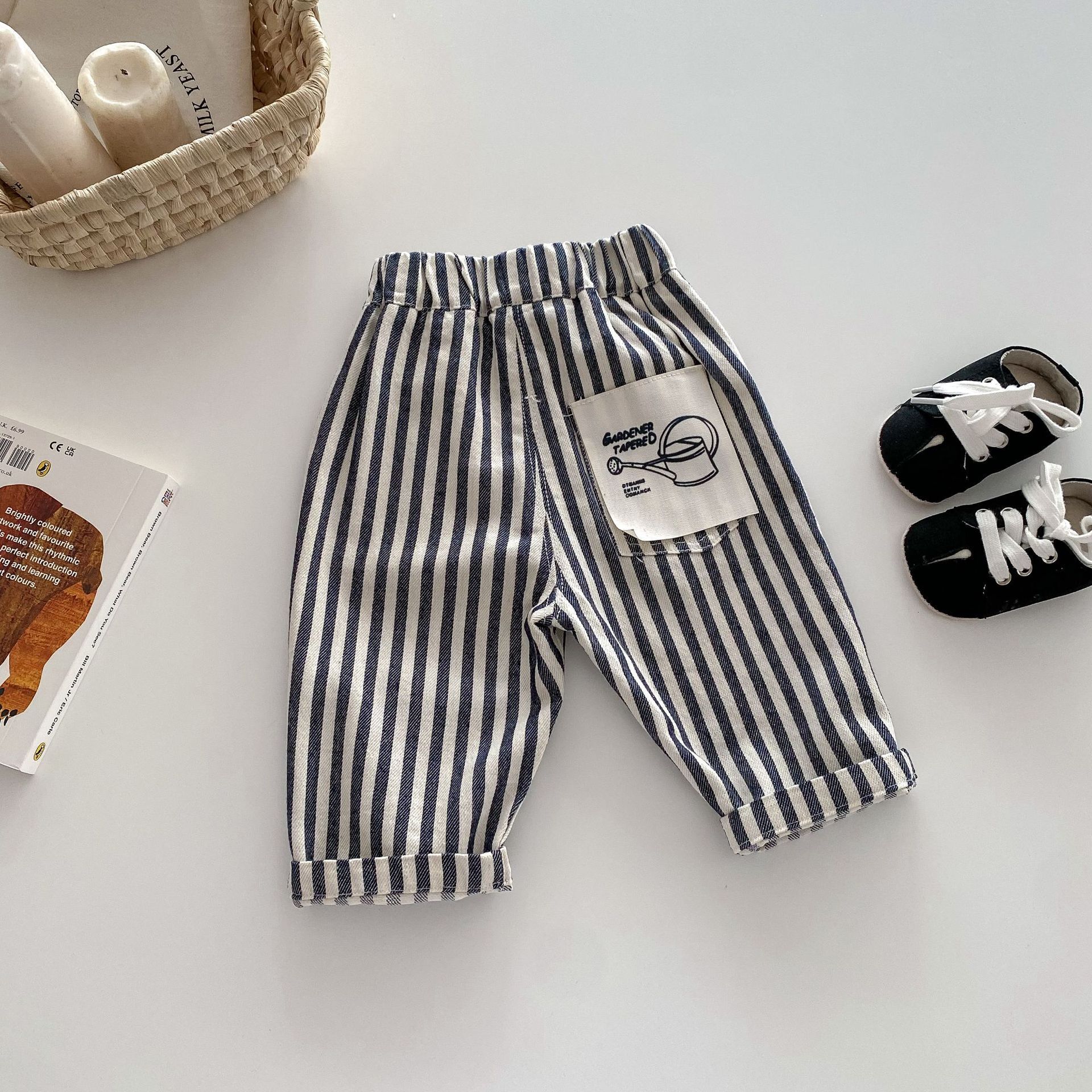 Ddmyshoesvip Children S Patch Casual Years Old Korean Children S Boys Fashion Striped Pants Baby Autumn Clothing AK