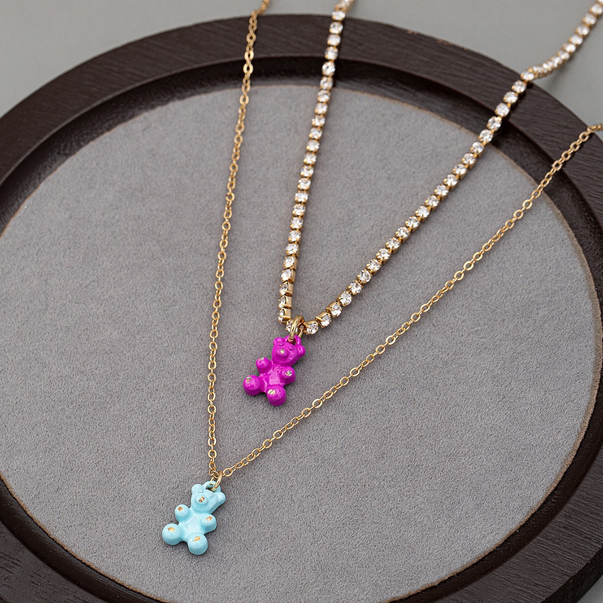 Ins Gummy Bear Pendant Multi-layer Necklace Women's Metal Personality Collarbone Chain Jewelry