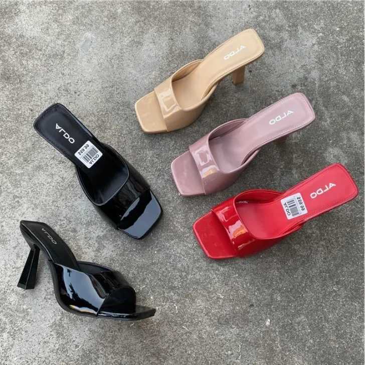 New Warm Shoes Europe and Fi Square Thin High Heels Sexy Slide Wenzhapatos De Mujer 2023 Y250306