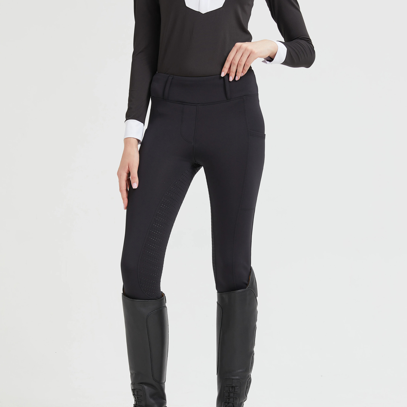 Spring and Autumn Horse Riding Pants with Thin Fleece Lining Non-slip Silicone Horse Riding Tights with Elastic Fit Equestrian 250306