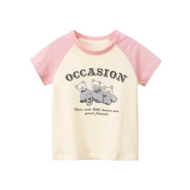 2023 Children Girls T-Shirts Clothing 100% Cotton Short Sleeve Butterfly Bear Rabbit Cartoon Kids Boys Casual Sport Top TeesT250306