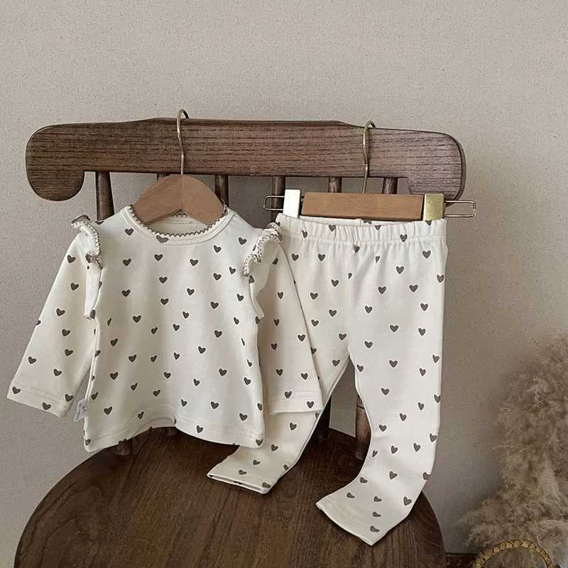 MILANCEL Baby Pajama Suit Heart Print Girls Sleepwear Newborn Sleeping Set M250306