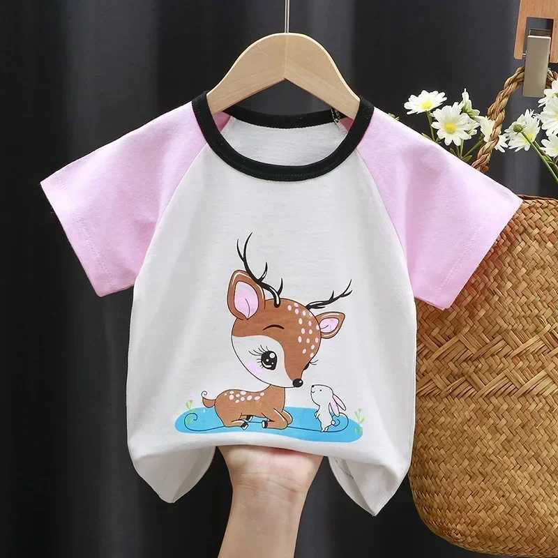 Baby Summer T-shirts Kids Toddler Childrens Clothing Cartoon Print Cotton Tee Tops Boys and Girls ClothesT250306