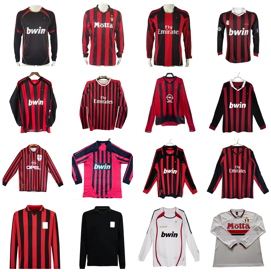 2006 2007 2008 2009 2010 Retro MiLaNS Soccer Jerseys 04 05 06 07 08 09 10 11 12 13 14 long sleeve Kaka Balotelli Maldini Robinho Inzaghi Shevchenko Vintage football Shirt