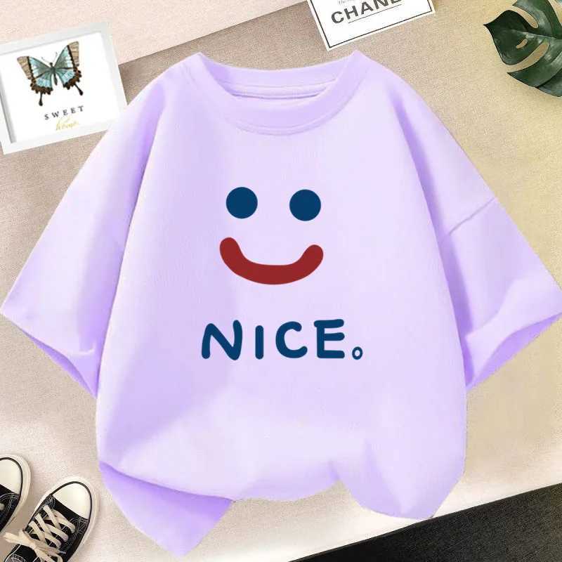 Happy Smile Design Girls Tshirt Kids Street Breathable Tops Personality Cotton Clothing Summer Cool Sports T-ShirtsT250306