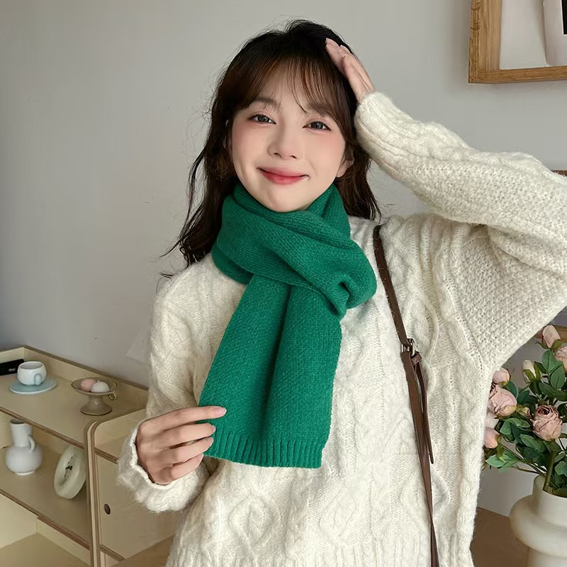 K051 Mars green thick warm scarf women 2024 new imitation cashmere scarf Korean style all-match warm 2024 new