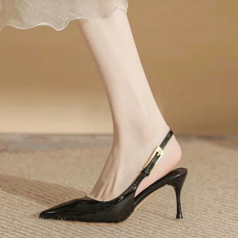 Shoes Fem 2025 Slingbacks Wens High Heel Fi Dress Pump Wen Pointed Toe Buckle High Thin Heel Wens Sandals Y250306
