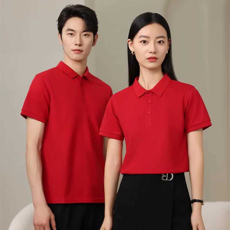 100% pure cotton workwear polo shirt customized pure cotton company culture short sleeved T-shirt embroidered printed words X250306